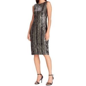 Lauren Ralph Lauren Womens Jordinia Sequined Striped Cocktail Dress, Black
